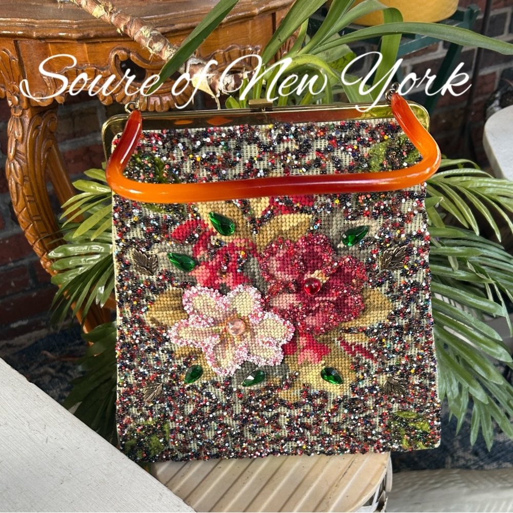 Vintage SOURE of NEW YORK Beaded and Embroidered Handbag